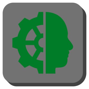 Cyborg dişli yuvarlak kare vektör simgesi