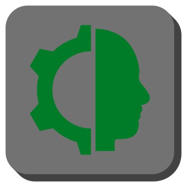 Cyborg dişli yuvarlak kare vektör simgesi