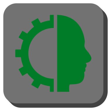 Cyborg dişli yuvarlak kare vektör simgesi