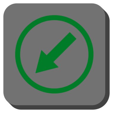 Yuvarlak aşağı sol ok yuvarlak kare vektör simgesi