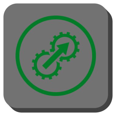 Dişli Tümleştirme yuvarlak kare vektör simgesi