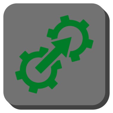 Dişli Tümleştirme yuvarlak kare vektör simgesi