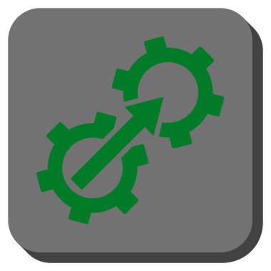 Dişli Tümleştirme yuvarlak kare vektör simgesi