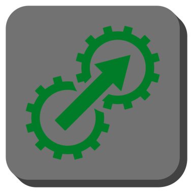 Dişli Tümleştirme yuvarlak kare vektör simgesi