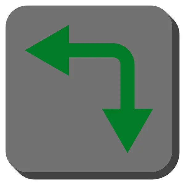 Flecha de bifurcación izquierda abajo redondeado cuadrado Vector icono — Archivo Imágenes Vectoriales