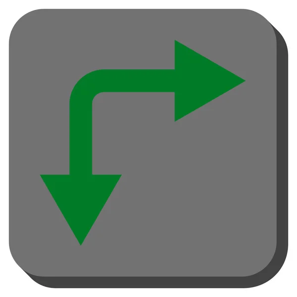 Flecha de bifurcación derecha hacia abajo redondeado cuadrado Vector icono — Vector de stock