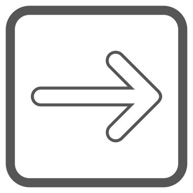 Yuvarlak ok doğru vektör simgesi bir çerçeve içinde