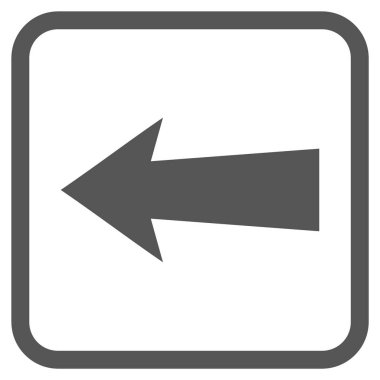 Ok sol vektör simgesi bir çerçeve içinde