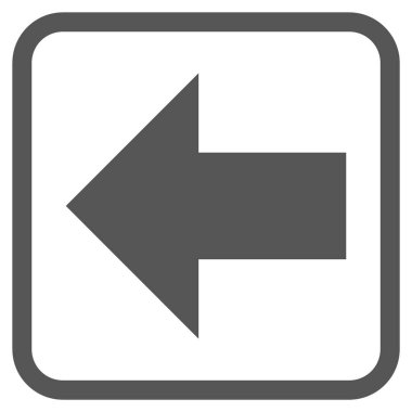 Ok sol vektör simgesi bir çerçeve içinde