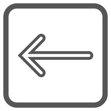 Ok sol vektör simgesi bir çerçeve içinde