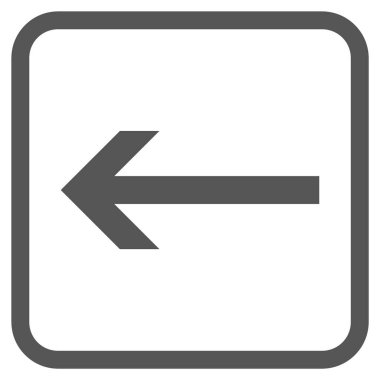 Ok sol vektör simgesi bir çerçeve içinde