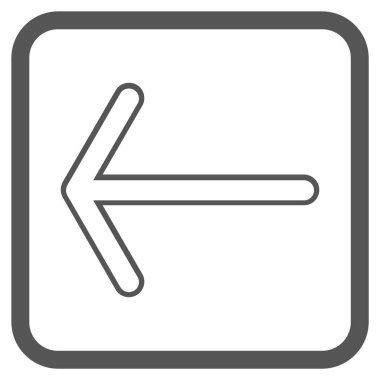 Ok sol vektör simgesi bir çerçeve içinde