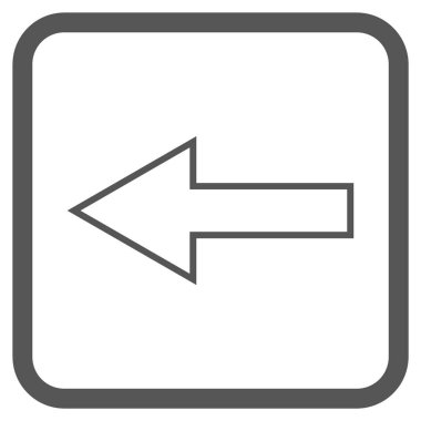 Ok sol vektör simgesi bir çerçeve içinde