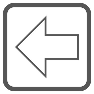 Ok sol vektör simgesi bir çerçeve içinde