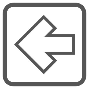 Ok sol vektör simgesi bir çerçeve içinde