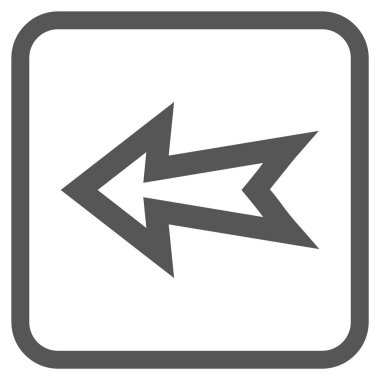 Ok sol vektör simgesi bir çerçeve içinde