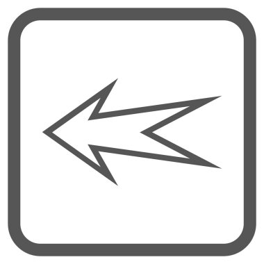 Ok sol vektör simgesi bir çerçeve içinde