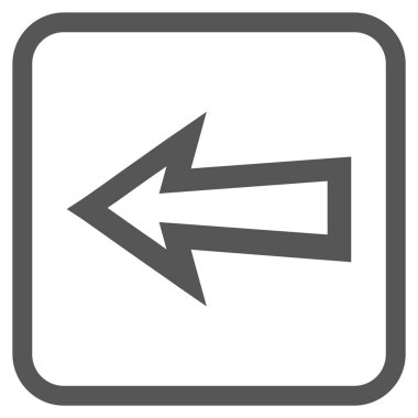 Ok sol vektör simgesi bir çerçeve içinde