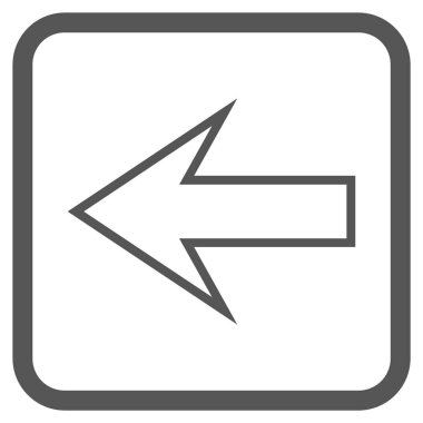 Ok sol vektör simgesi bir çerçeve içinde