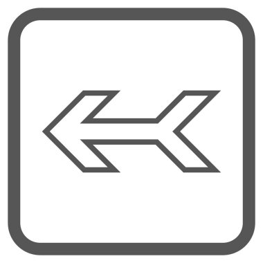 Ok sol vektör simgesi bir çerçeve içinde