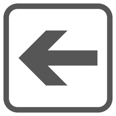 Ok sol vektör simgesi bir çerçeve içinde