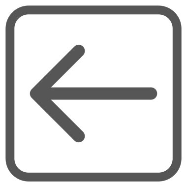 Ok sol vektör simgesi bir çerçeve içinde