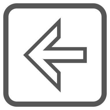 Ok sol vektör simgesi bir çerçeve içinde