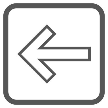 Ok sol vektör simgesi bir çerçeve içinde