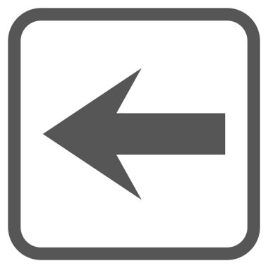 Ok sol vektör simgesi bir çerçeve içinde