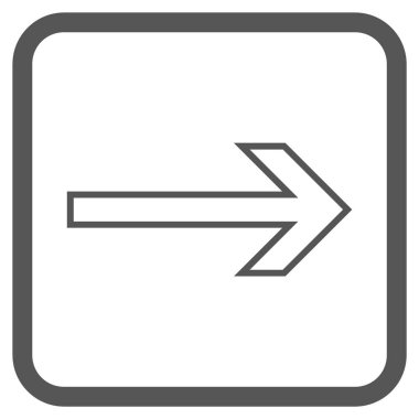 Ok sağ vektör simgesi bir çerçeve içinde