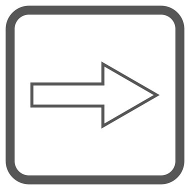 Ok sağ vektör simgesi bir çerçeve içinde