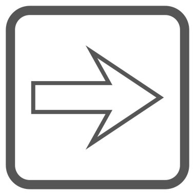 Ok sağ vektör simgesi bir çerçeve içinde