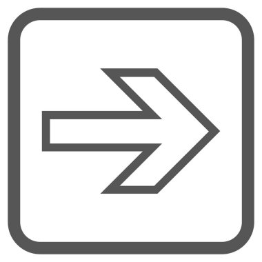 Ok sağ vektör simgesi bir çerçeve içinde