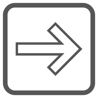 Ok sağ vektör simgesi bir çerçeve içinde