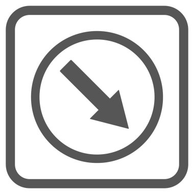 Aşağı doğru yuvarlak ok vektör simgesi bir çerçeve içinde