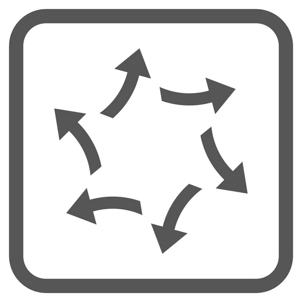 Zentrifugalpfeile Vektor-Symbol in einem Rahmen — Stockvektor