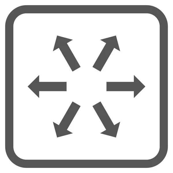 Radial Arrows Vector Icon In a Frame — Stock Vector