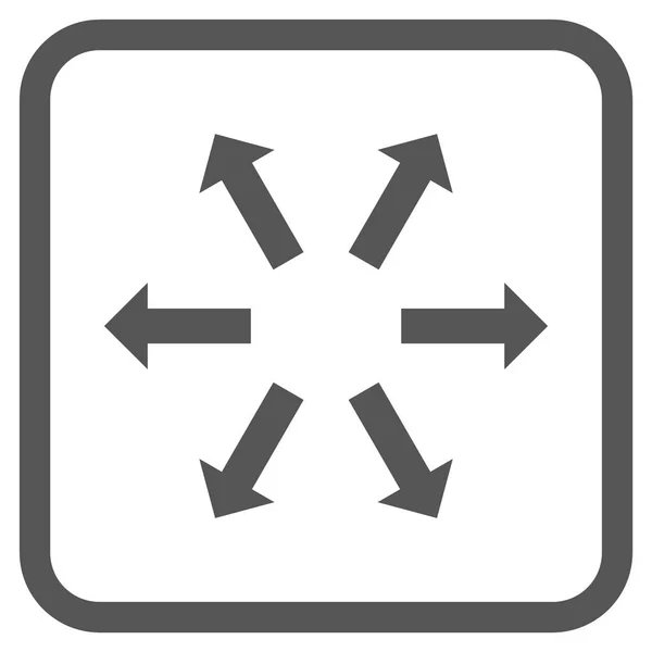 Icône vectorielle de flèches radiales dans un cadre — Image vectorielle