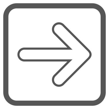 Yuvarlak ok doğru vektör simgesi bir çerçeve içinde