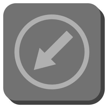 Yuvarlak aşağı sol ok yuvarlak kare vektör simgesi