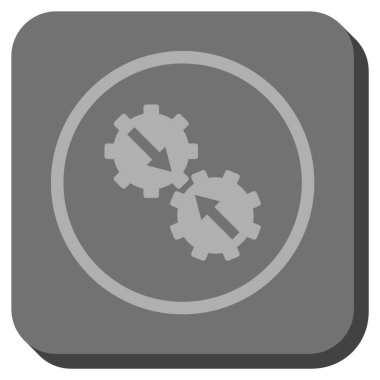 Dişli Tümleştirme yuvarlak kare vektör simgesi