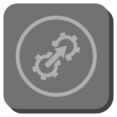 Dişli Tümleştirme yuvarlak kare vektör simgesi