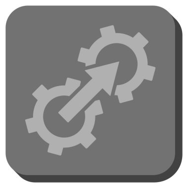 Dişli Tümleştirme yuvarlak kare vektör simgesi