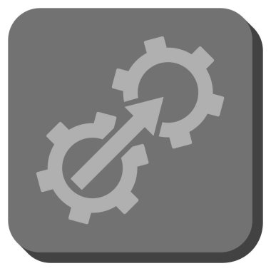 Dişli Tümleştirme yuvarlak kare vektör simgesi