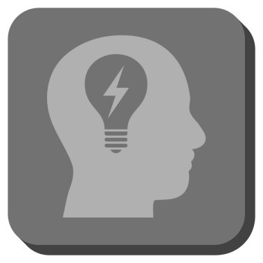 Kafası ampul yuvarlak kare vektör simgesi