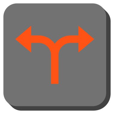 Bifurkasyon oklar sola doğru kare vektör simge yuvarlak