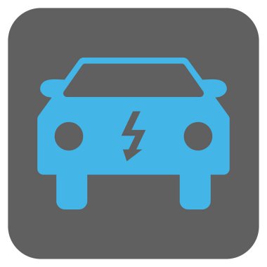 Elektrikli otomobil yuvarlak kare vektör simgesi