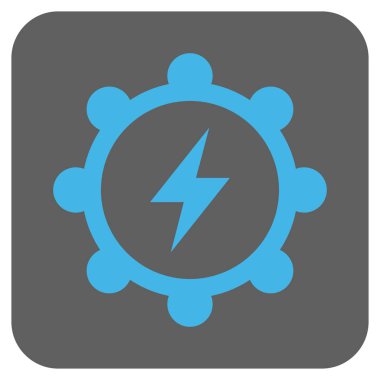 Elektrik enerji dişli yuvarlak kare vektör simgesi