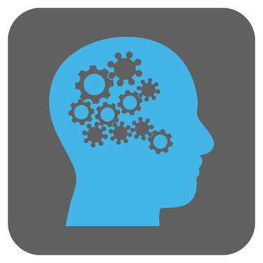 İnsan aklının Gears yuvarlak kare vektör simgesi