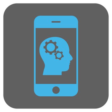 Smartphone akıl Gears yuvarlak kare vektör simgesi